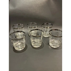 Mid Century Silber Atomic Star Whisky/Doppel Schnapsgläser 6er Set - Bild 1 von 4