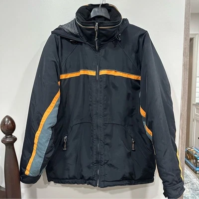 Obermeyer ATC Men’s Winter Jacket LRG Hood Charcoal Orange Ski Snowboard Hike - Image 1 of 4