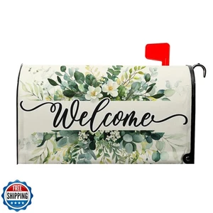Spring Welcome Mailbox Covers Magnetic Standard Size 18"x21" Green Leaves Mai - Picture 1 of 5