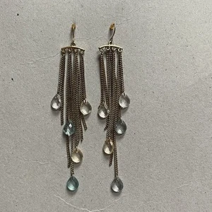 Earrings Long Dangle Gold Tone - Picture 1 of 9
