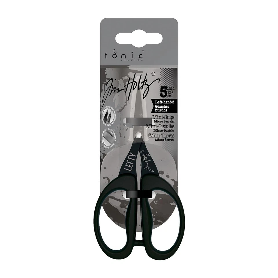 Tim Holtz Non-stick Titanium Micro Serrated Mini Snips 5" Left Handed 2785eus