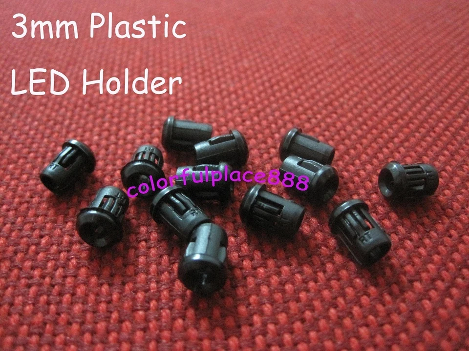 100pcs, 3mm Black Plastic LED Holder Holders Clips Bezels Mounts New - Image 1 of 1