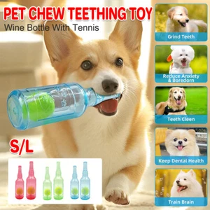 Durable Pet Teething Resistant Tennis Ball Wine Bottle Chew Toy for Dogs Play - Picture 1 of 25