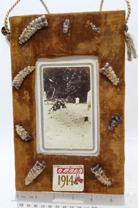 Rattlesnake Rattles Frame 1914 Calendar Gravesite photo Rare OOAK Artifact - Picture 1 of 6