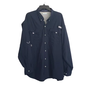 Columbia PFG Shirt Mens XXL Blue Bahama II Vented Fishing Long Sleeve Button Up - Picture 1 of 16