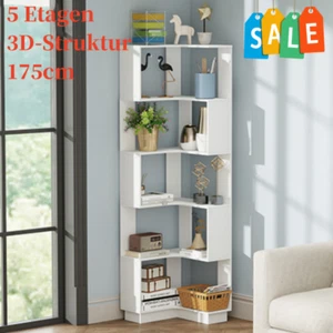 Eck-Bücherregal 5 Etagen Winkelregal Standregal Raumteiler Eckregal 175cm hohes - Bild 1 von 12