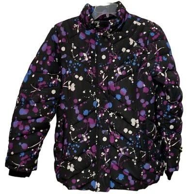 Chaqueta Abrigo Justice Negra Acolchada Forrada de Vellón Niñas 12/14 Cremallera Completa Foto 1 de 4