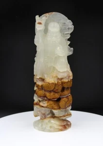 Antigua escultura china de piedra de jabón dios de la longevidad - Imagen 1 de 10