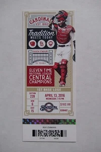 ST. LOUIS CARDINALS VS BREWERS 4/13/2016 FULL TICKET ~ SANTANA/MOSS HRs - Picture 1 of 1