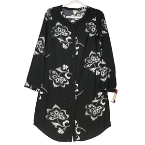 NEW Merona Shirt Dress Women Size S Black White Floral Lightweight Career Casual - Picture 1 of 8