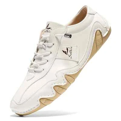 Leather Men's Casual Dress Shoes Loafers Breathable Slip on Driving Flat Shoes - Image 1 of 4