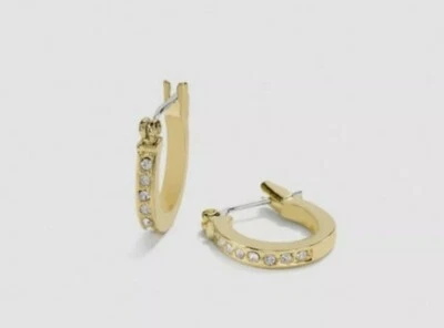 Coach Pave Signature C Huggie Earrings Gold Tone / FREE SHIPPING  - Image 1 of 3