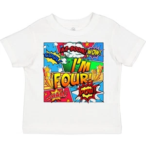 Inktastic I'm Four Comic Book Toddler T-Shirt Superhero 4th Birthday Hero Unisex - Picture 1 of 16