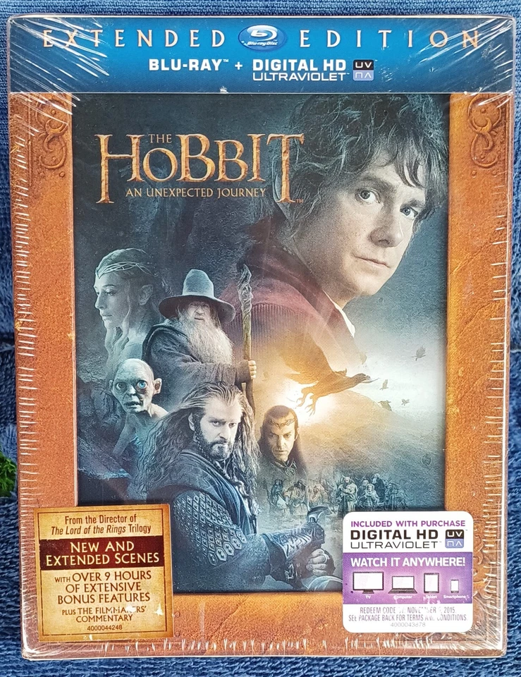 THE  HOBBIT - EXTENDED EDITION -BLU RAY / DIG. HD ULTRTAVIOLET - (3) DVD -SEALED - Image 1 of 1