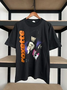 Vintage 90s Roxette Pop Rock Band Black T-shirt Sz M - Foto 1 di 11