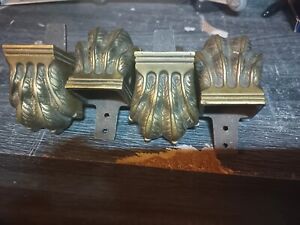 Vintage Claw Foot Furniture Toe Leg Caps Cast Brass Dining Table Casters Heavy