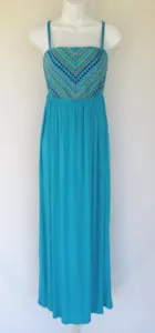 RUBY ROX BESTICKT ÄRMELLOSES KLEID GRÖSSE SMALL AQUA BLAU RAYON SPANDEX MISCHUNG - Bild 1 von 12