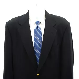Tom James Black Wool 2 Gold Button Blazer 42R Ventless - Picture 1 of 12