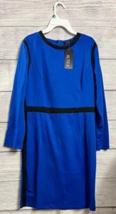 Vestido Alofa azul real negro hasta la rodilla para mujer talla grande  - Imagen 1 de 2
