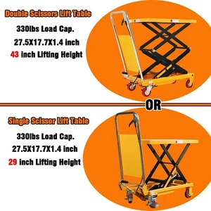 APOLLOLIFT 330lbs Foot Pump Small Single/Double Scissor Lift Table 29.1"/43.3" - Picture 1 of 14