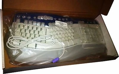 Microsoft Natural MultiMedia Keyboard, 1.0A PS2/USB Ergonomic RT9470 Gray White! - Image 1 of 3
