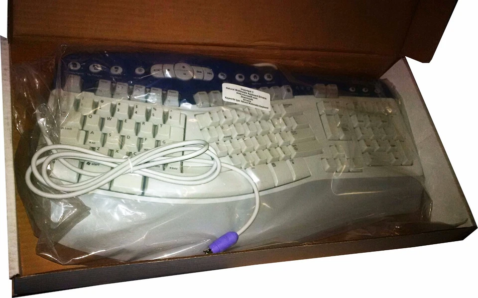 Microsoft Natural MultiMedia Keyboard, 1.0A PS2/USB Ergonomic RT9470 Gray White - Image 1 of 3