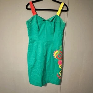 Vintage Deborah Laws Party, Evening, Night Out Dress Size 10 Studded Mulitcolor - Picture 1 of 6