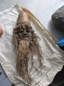 CARA BARBUDA DE MADERA DE UN COLECCIONISTA - FOTO - HECHA A MANO CULTURAL - Imagen 1 de 10