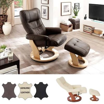 MCA Relaxsessel Montreal, Fernsehsessel Hocker, Echtleder 130kg belastbar 64022 - Bild 1 von 4