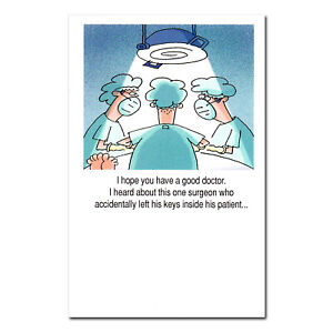 Funny GET WELL SOON Card, by American Greetings, Bad Surgeon, Keys + Envelope