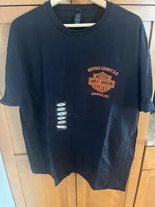 Herren Harley Davidson XL Oakdale NY Tshirt Long Island New York Neu mit Etikett schwarz orange - Bild 1 von 4
