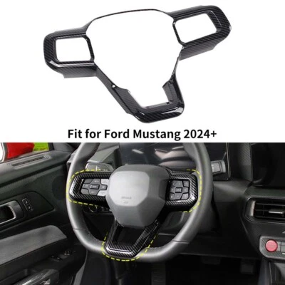 🏆Cubierta de marco de volante de fibra de carbono para Ford Mustang 2024+ Foto 1 de 4