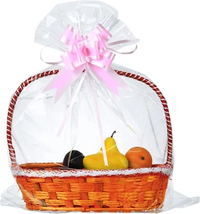 50 Packs Large Cellophane Bags 24" X 30" Clear Cellophane Gift Basket Wraps Extr - Picture 1 of 12