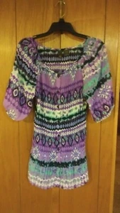 SERENEDE NEW YORK balloon sleeve colorful blouse! Stretchable! Size small - Picture 1 of 2