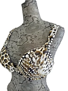 Top bikini Kenneth Cole New York nuovo senza etichette stampa animalier taglia 36B/C - Foto 1 di 6