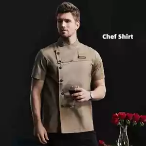 Kitchen Jacket Catering Uniform Short Sleeve Chef Clothes Restaurant Workwear - Picture 1 of 31