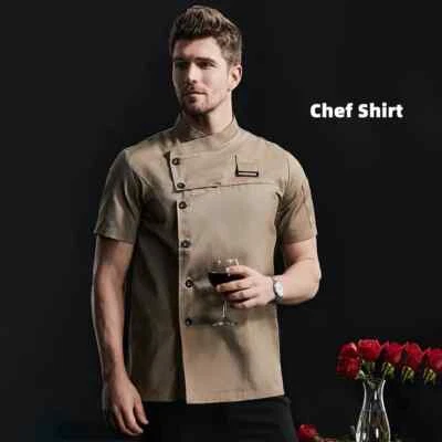 Kitchen Jacket Catering Uniform Short Sleeve Chef Clothes Restaurant Workwear - Image 1 of 4