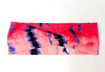 Pink and Purple Tie-Dye Watercolor Print Rockabilly Pinup Twist Knot Headband - Image 1 of 3