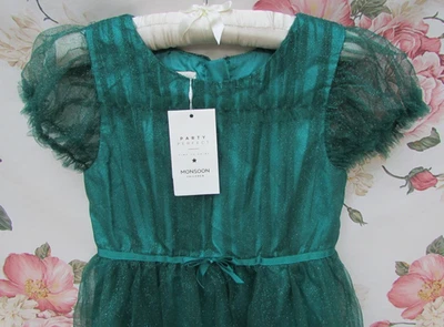 MONSOON BNWT Green Sparkle Tulle Prom Party Occasion Dress 9-10 Years £50 - Image 1 of 4