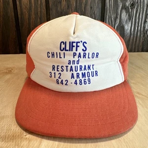 Vintage Trucker Hat Cliff's Chili Parlor Restaurant Trucker Cap Foam Red 80s - Picture 1 of 14