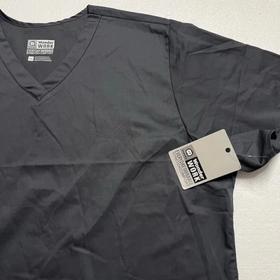 Wonder Work Everyday Durable Stretch Comfort, Women’s Size 2X, New, Gray, VNeck - Image 1 of 4