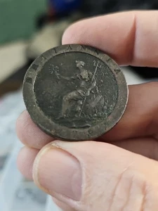 1797 Kupfer British Penny George 111 großes Münzwagenrad C6 - Bild 1 von 5