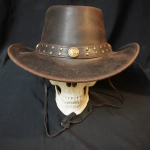 Outback Cowboy Ranch Hut braun Leder Büffel Nickel Western Style Größe Large - Bild 1 von 5