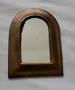Vintage Small Handmade Art Moroccan Brass Arched Hanging / Pocket Mirror - Picture 1 of 7