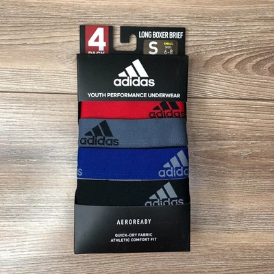 Adidas 4 Pack Youth Aeroready Long Boxer Briefs Size Small (6-8) NEW Underwear - Image 1 of 3