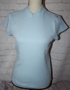 Old Navy Women's Light Blue Ribbed Mock Neck Cap Sleeve Top Size Large Tall - Picture 1 of 3