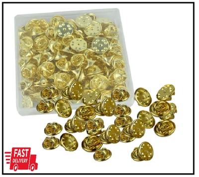 100 PIEZAS Pin Backs, Metal Bloqueo Pin Back, Latón Clutch para Broche Corbata Sombrero Insignia Foto 1 de 2