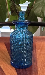 Empoli Glass Aztec Blue Cut Glass Texture Geometric Stopper ONLY MCM - Picture 1 of 6