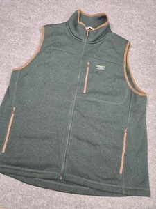 LL Bean Jacket Mens XL Green Fleece Vest Full Zip Coat Warm Hiking Outdoor Gym - Picture 1 of 10