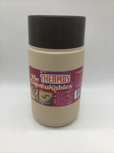 Vintage 1984 Thermos“The Unbreakables”Tan & Brown 22.7 Oz Container Mug W/Handle - Picture 1 of 16